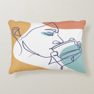 lijn kunst tekening poster van vrouw die koffie dr accent kussen