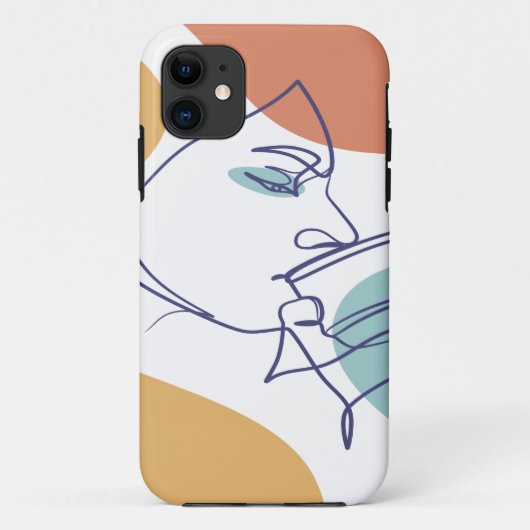 lijn kunst tekening poster van vrouw die koffie dr Case-Mate iPhone case (Achterkant)