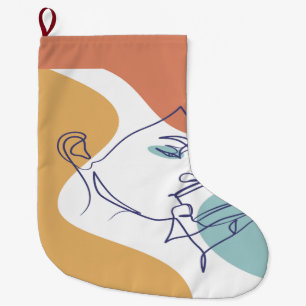 lijn kunst tekening poster van vrouw die koffie dr grote kerstsok