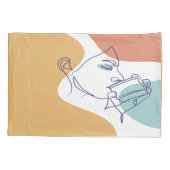 lijn kunst tekening poster van vrouw die koffie dr kussensloop (Achterkant)