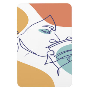 lijn kunst tekening poster van vrouw die koffie dr magneet