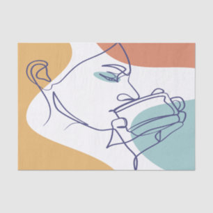 lijn kunst tekening poster van vrouw die koffie dr tissuepapier