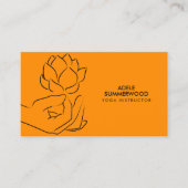 Lijn Kunst van Hand & Lotus Bloem in Sinaasappel Visitekaartje (Voorkant)