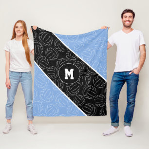 lijn kunst volleybal patroon op lichtblauw zwart fleece deken