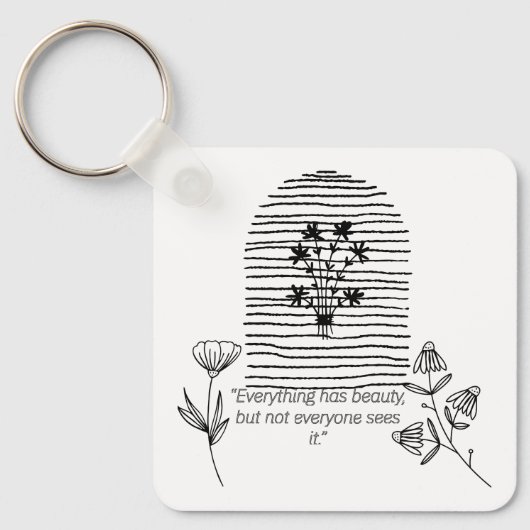  LIJN KUNSTBLOEM MET QUOTE SLEUTELHANGER (Voorkant)