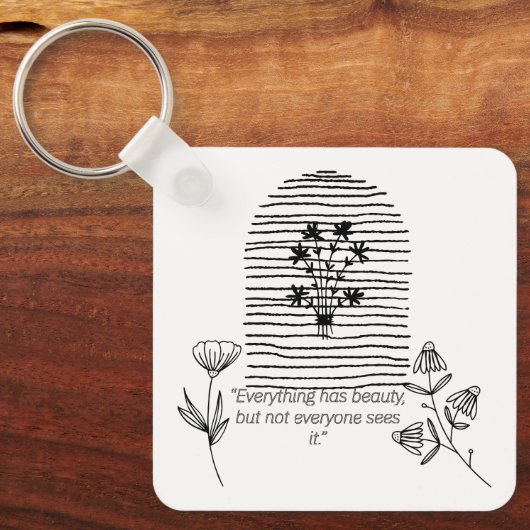  LIJN KUNSTBLOEM MET QUOTE SLEUTELHANGER (Voorkant)