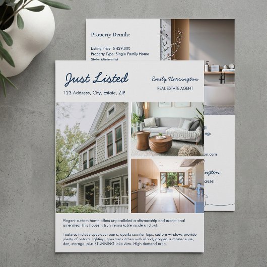 Lijn Kunstlijst Navy Vastgoedmakelaar Flyer