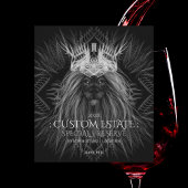 Lijn met zwarte-waslabel voor kroonmonogram wijn etiket