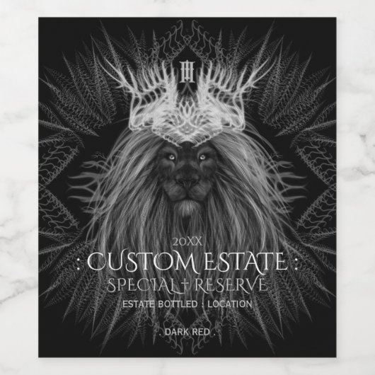 Lijn met zwarte-waslabel voor kroonmonogram wijn etiket (Enkel label)