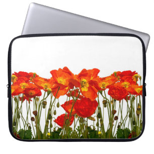 Lijn rode papaver, geïsoleerd, achtergrond, schoon laptop sleeve