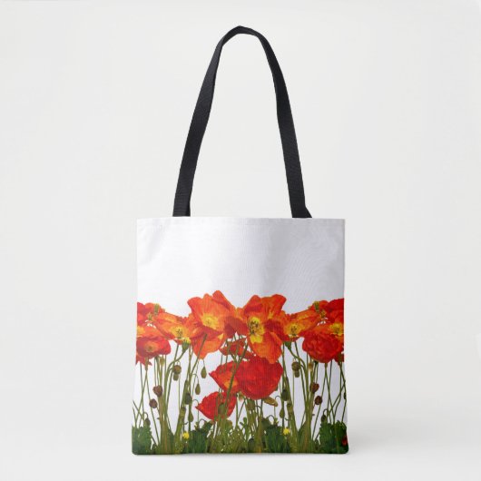 Lijn rode papaver, geïsoleerd, achtergrond, schoon tote bag (Voorkant)