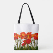 Lijn rode papaver, geïsoleerd, achtergrond, schoon tote bag (Achterkant)