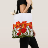 Lijn rode papaver, geïsoleerd, achtergrond, schoon tote bag (Dichtbij)