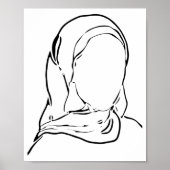 Lijn Teken Muslim Girl Hijab Arab Woman geïsoleerd Poster (Voorkant)