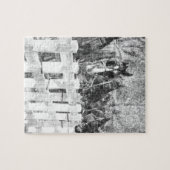 Lijn van Amish Horses Black en white Legpuzzel (Horizontaal)