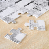 Lijn van Amish Horses Black en white Legpuzzel (Zijkant)