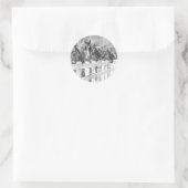 Lijn van Amish Horses Black en white Ronde Sticker (Tas)