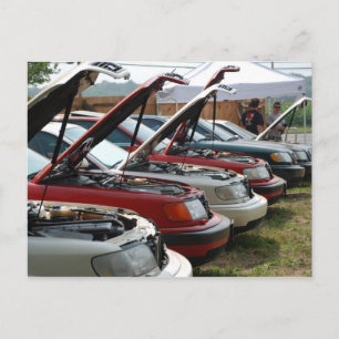 Lijn van auto's briefkaart