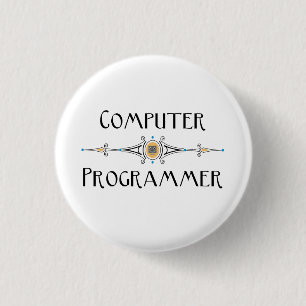 Lijn van computerprogrammeur ronde button 3,2 cm