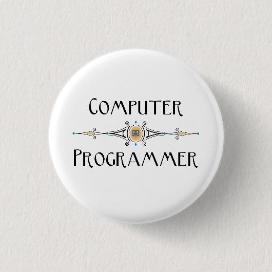Lijn van computerprogrammeur ronde button 3,2 cm (Voorkant)