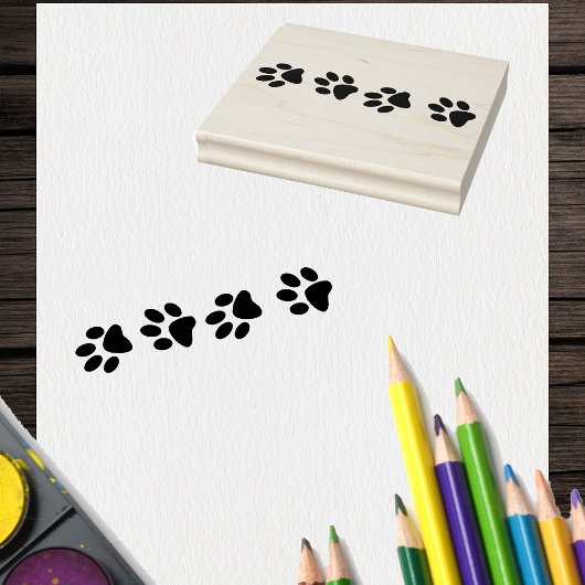 Lijn van effen kattenpootafdrukken rubberstempel