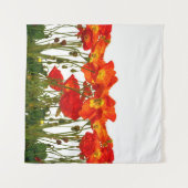 Lijn van rode klaprozen geïsoleerd wandkleed (Voorkant (horizontaal))