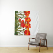 Lijn van rode klaprozen geïsoleerd wandkleed (In Situ (horizontaal))