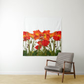 Lijn van rode klaprozen geïsoleerd wandkleed (In situ)