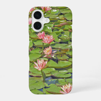 Lijn van Roze Waterlelies iPhone 16 Hoesje