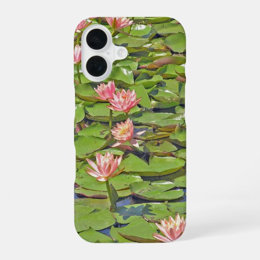 Lijn van Roze Waterlelies iPhone 16 Hoesje (Achterkant)