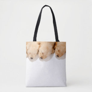 Lijn van Slaapende Golden Retriever Puppies Tote Bag