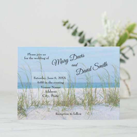 Lijn van Zee haver in de uitnodiging voor witte za (Staand voorkant)