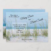 Lijn van Zee haver in de uitnodiging voor witte za (Voorkant / Achterkant)