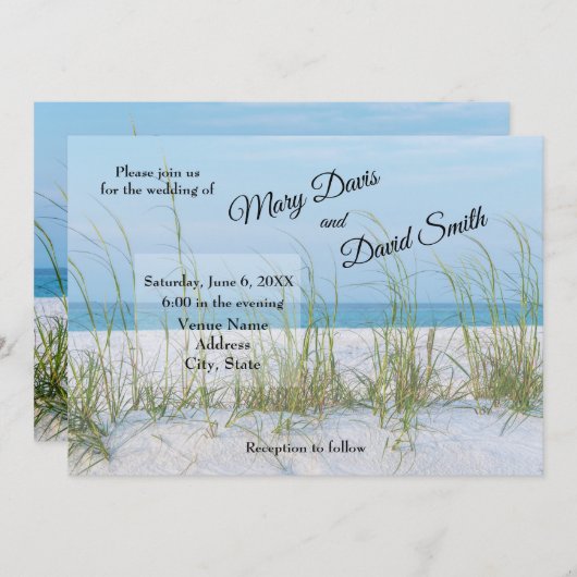 Lijn van Zee haver in de uitnodiging voor witte za (Voorkant / Achterkant)