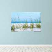 Lijn van Zee haver in witte zand Canvas Afdruk (Insitu (Houten vloer))