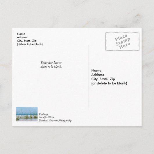 Lijn van Zee haver in witte zand denken aan jou Briefkaart (Achterkant)