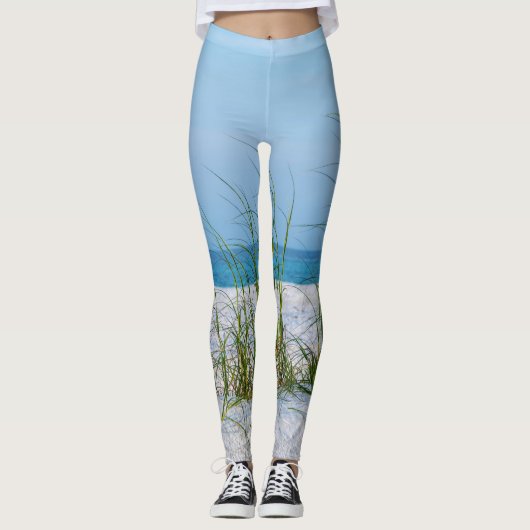 Lijn van Zee haver in witte zand Leggings (Voorkant)