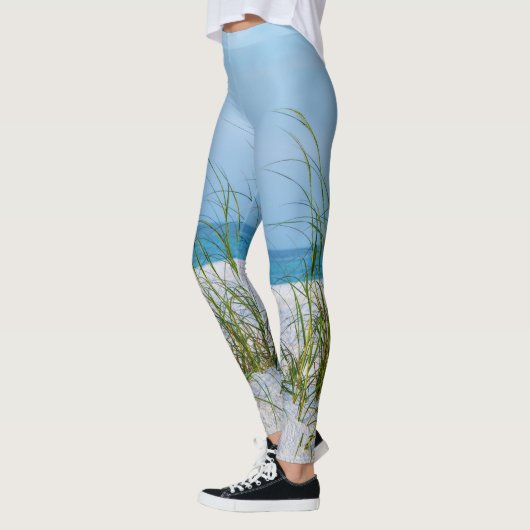 Lijn van Zee haver in witte zand Leggings (Links)