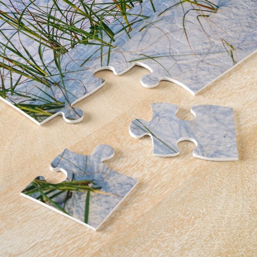 Lijn van Zee haver in witte zand Legpuzzel (Zijkant)