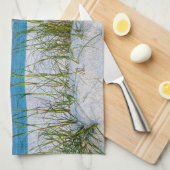 Lijn van Zee haver in witte zand Theedoek (Quarter Fold)