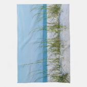 Lijn van Zee haver in witte zand Theedoek (Verticaal)