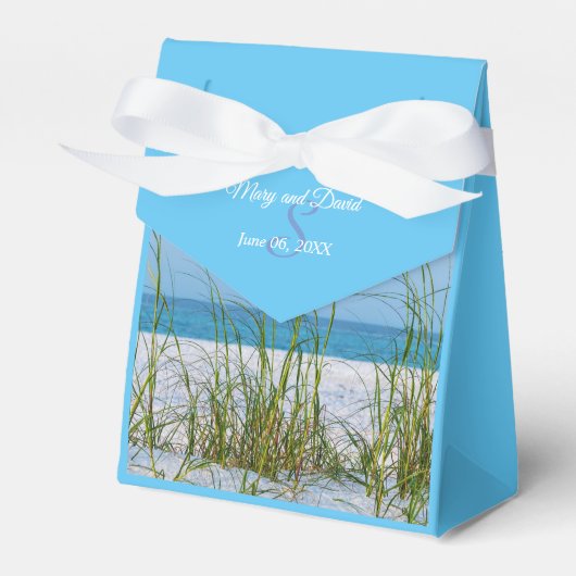 Lijn van Zee haver in witte zandband Bedankdoosjes (Voorkant Zijde)