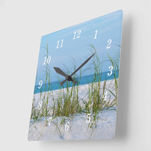 Lijn van Zee haver in witte zandwandklok Vierkante Klok (Hoek)