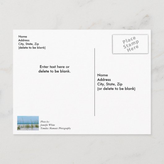 Lijn van Zeehaver in Witte Zand Thank you Postcard Briefkaart (Achterkant)