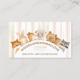 Lijn Waterverf Patroon Bosdieren Baby Sitter Visitekaartje