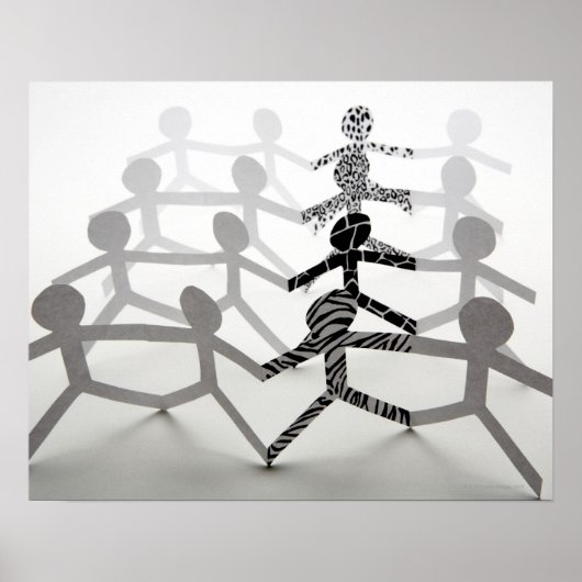 Lijn witte papierkettingpoppen poster (Voorkant)