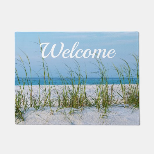 Lijn Zee haver in White Sand Welcome Doormat Deurmat (Voorkant)