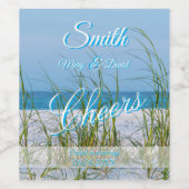 Lijn Zee haver in witte zand-bruiloft Wijn Etiket (Enkel label)