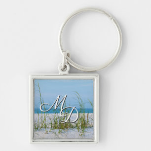 Lijn Zee haver in witte zand-vierkant Sleutelhange Sleutelhanger