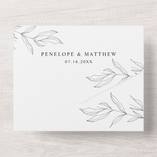 Lijnaftakking Alle in één bruiloft uitnodigen All In One Uitnodiging (Achterkant)